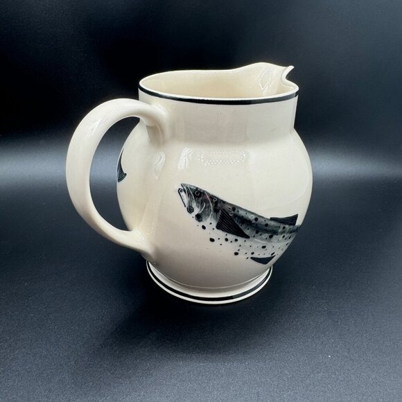 Unique handpainted Emma Bridgewater Black Salmon Jug pitcher rare hard to find - Picture 2 of 13
